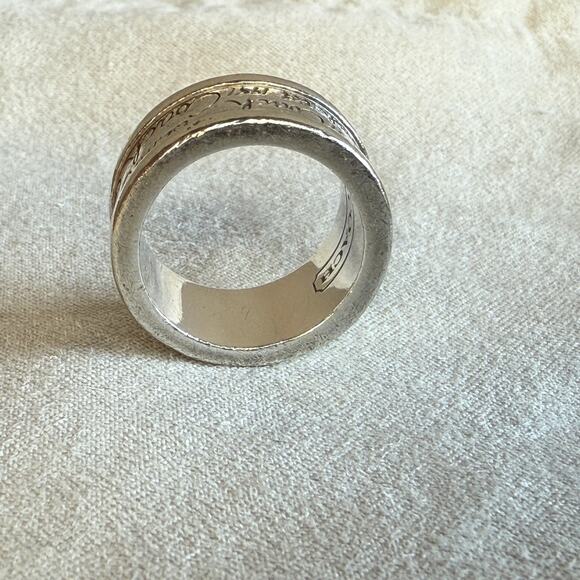 Vintage 925 Sterling silver Coach ring - print - handwriting - womens - 7.5 - 8 - Picture 2 of 8